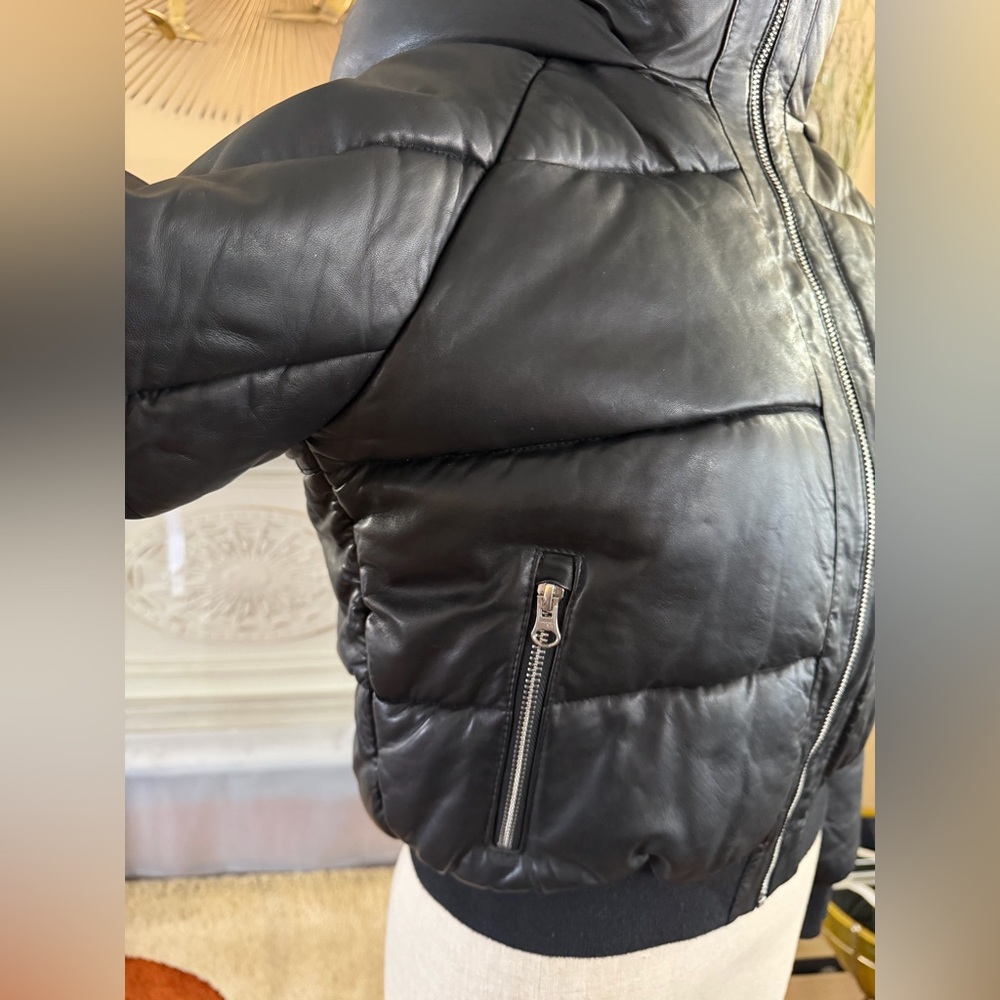 Quince 100% Leather Puffer Jacket in black size S - Picture 9 of 16